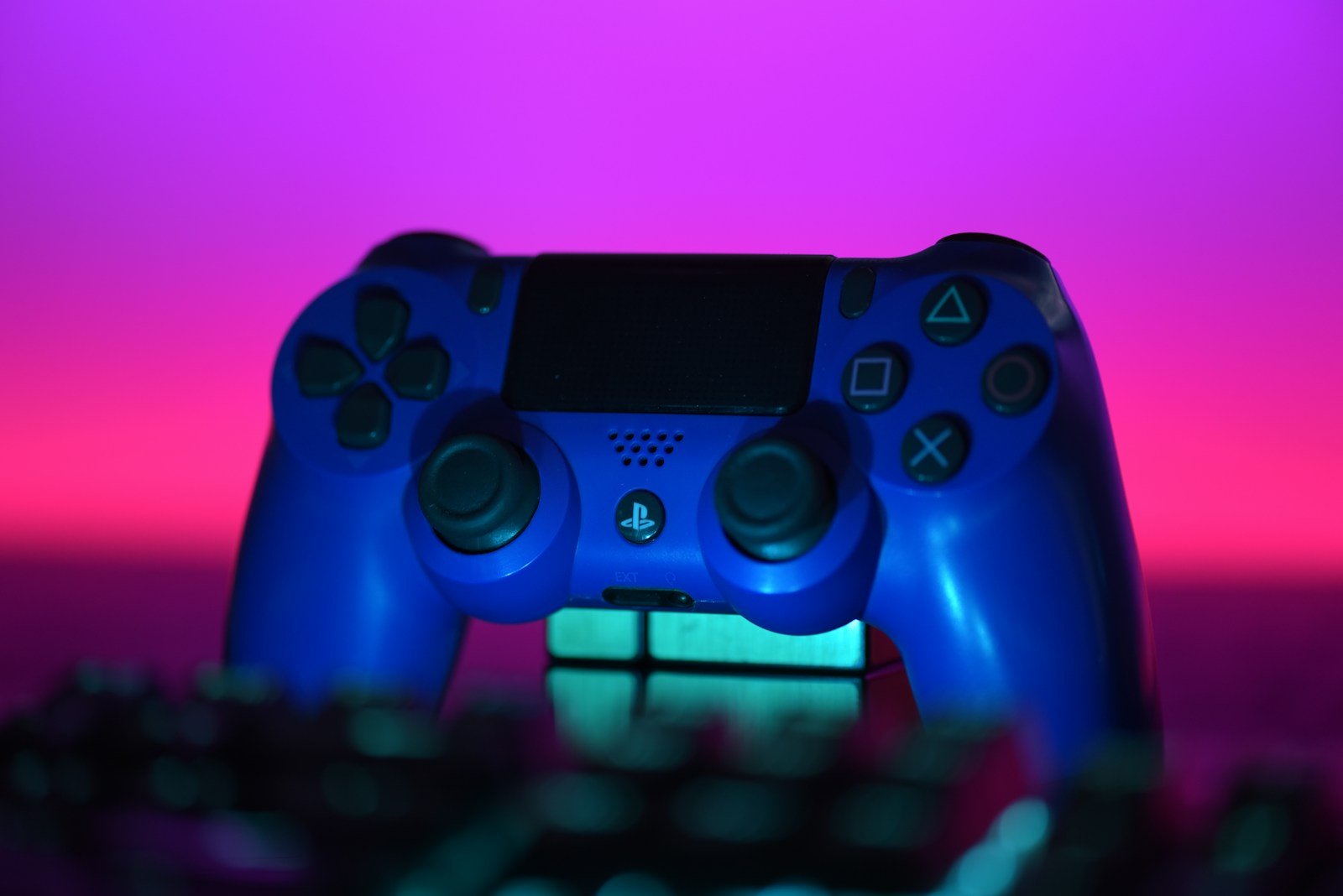 Video game controller on a gaming desk